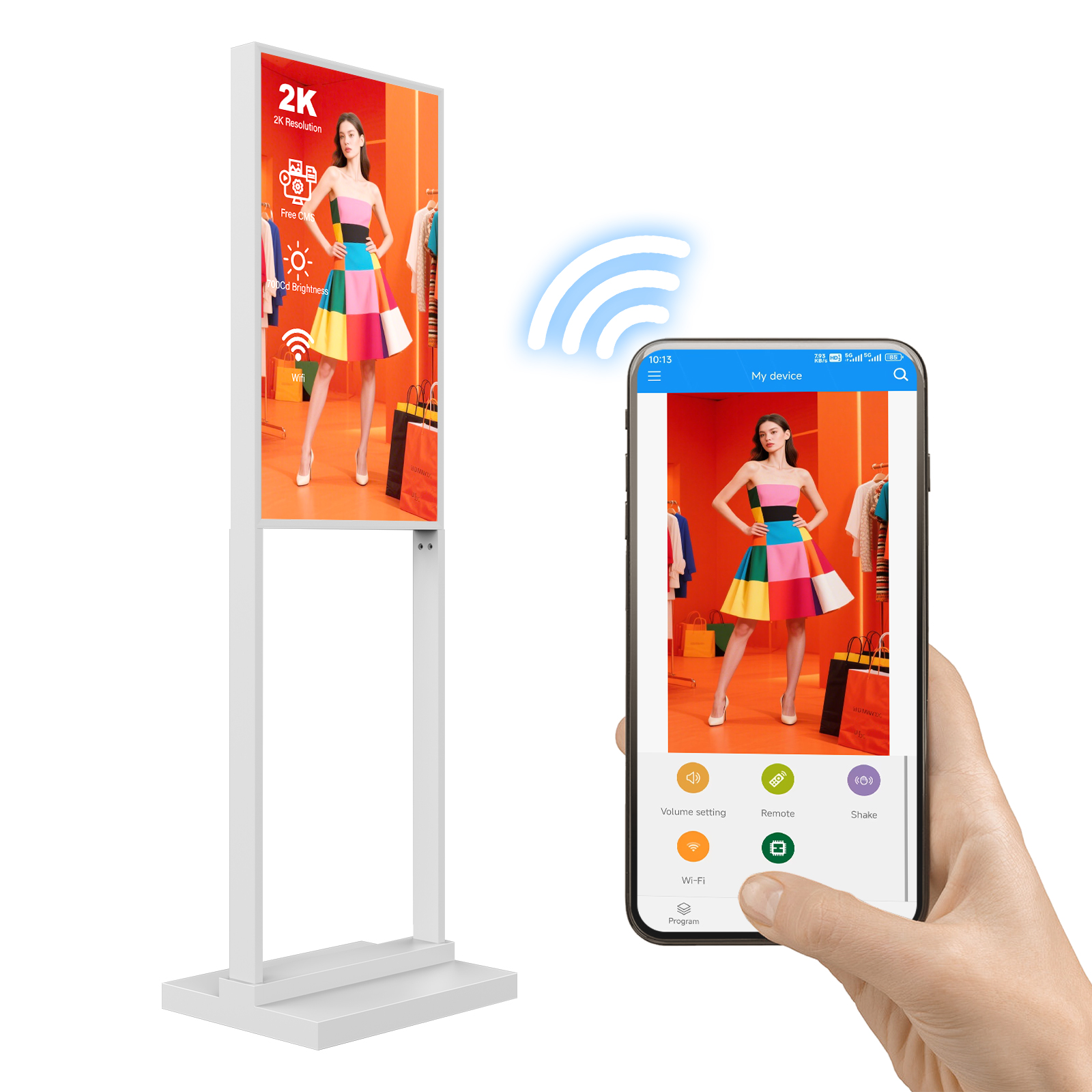 55 inches pole-stand type slim 4K LCD screen